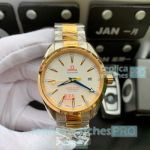 Omega Seamaster Aqua Terra Two Tone White Dial Watch -  8215 Copy Watch
